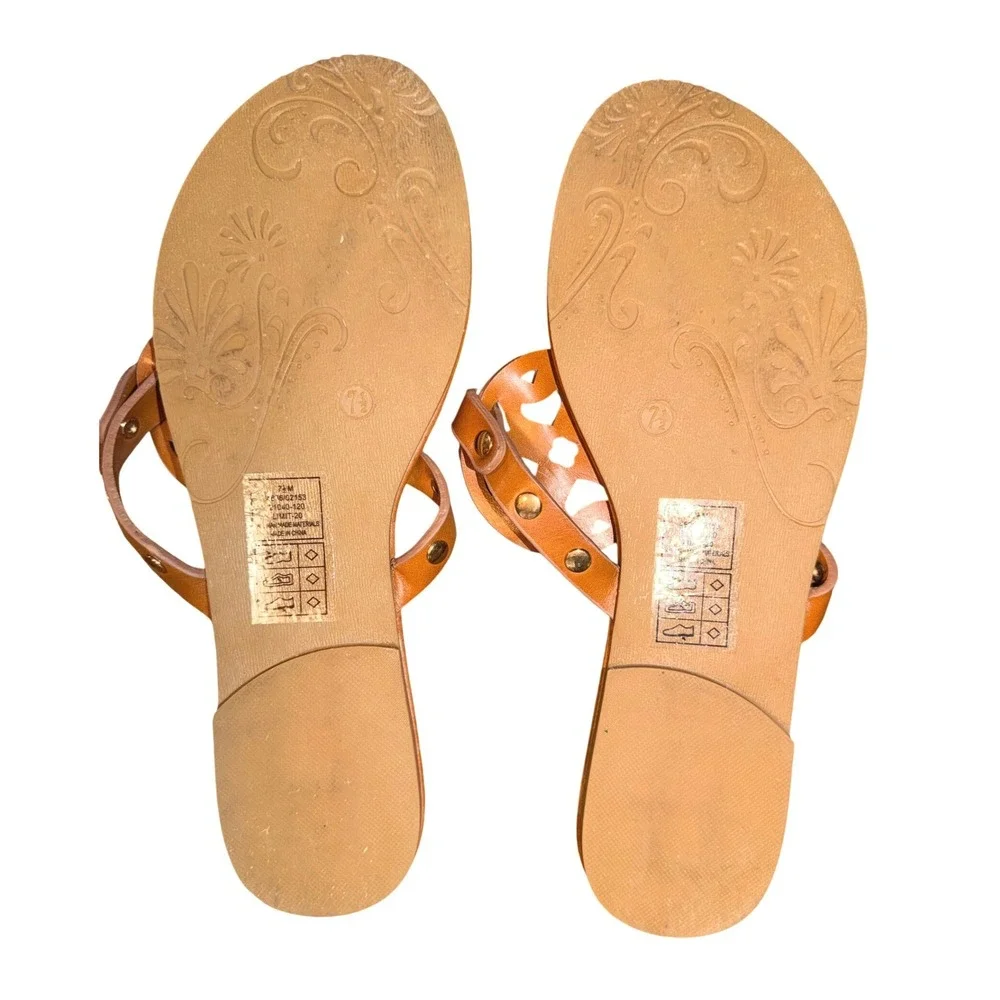 Pierre Dumas Limit-20 Cognac Boho Thong Sandals Size 7.5 Boho NEW - Picture 6 of 8